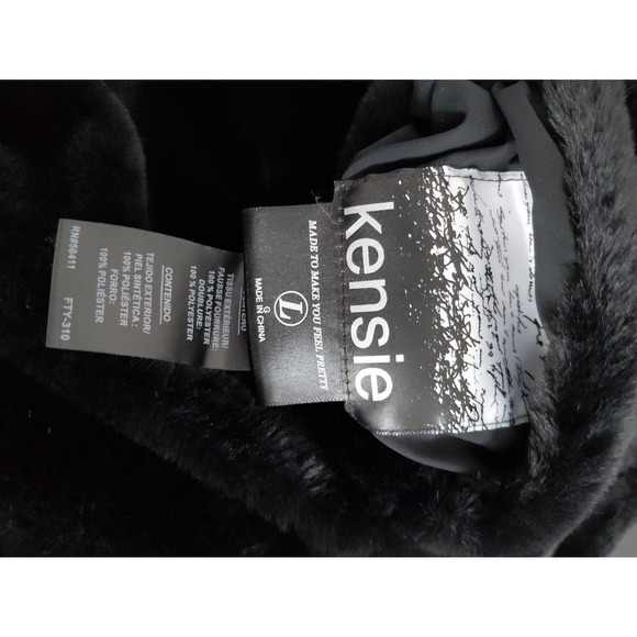 Kensie Women's Reversible Plush Jacket Faux Fur Teddy Coat Size Large Cozy Boxy - Picture 7 of 8